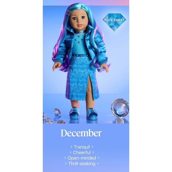 American Girl December BIRTHSTONE CHOKER Necklace Blue Beauty Topaz Accessory - Picture 8 of 8